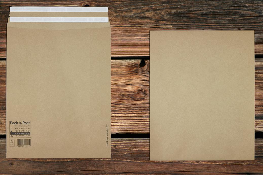 Versandbeutel 380x480 mm Haftklebend Braun 110 g/qm Falte 80 mm